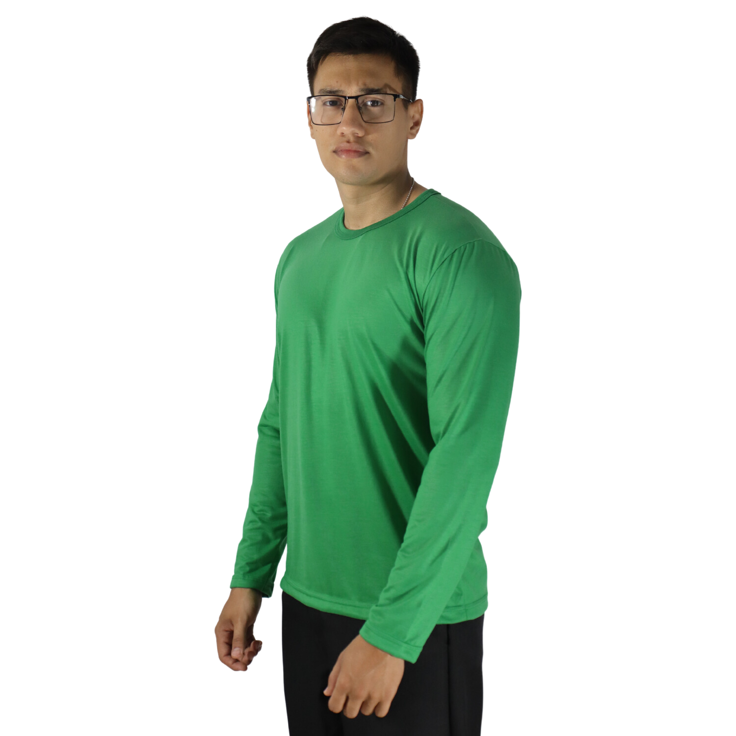 2 Camiseta tradicional masculina manga longa malha pv verde - Imagem 2