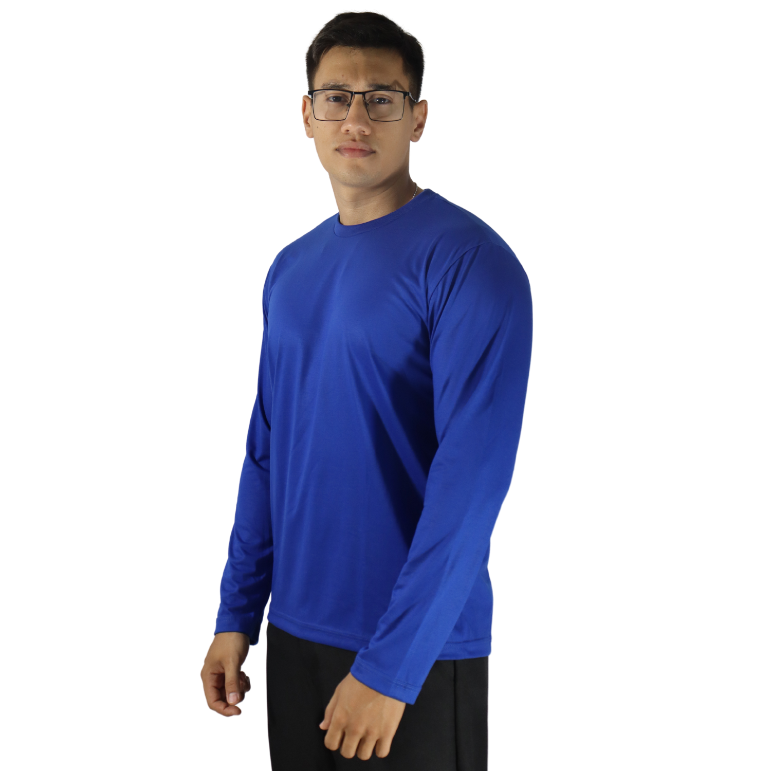 2 Camiseta tradicional masculina manga longa malha pv azul royal - Imagem 2