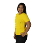 Camiseta feminina fit manga curta gola mesmo tecido cacharrel amarelo - Imagem 2
