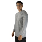 Camiseta masculina com capuz manga longa meia malha pv cinza mescla claro - Imagem 2