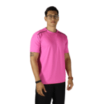 Camiseta masculina gola redonda com recorte vivo dry plus rosa - Imagem 2