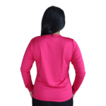 Camiseta feminina fit manga longa gola mesmo tecido dry plus rosa pink - Imagem 2