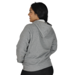 Agasalho feminino raglan com capuz bolso canguru moletom cinza mescla escuro - Imagem 2