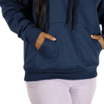 Agasalho feminino raglan com capuz bolso canguru moletom azul marinho - Imagem 3