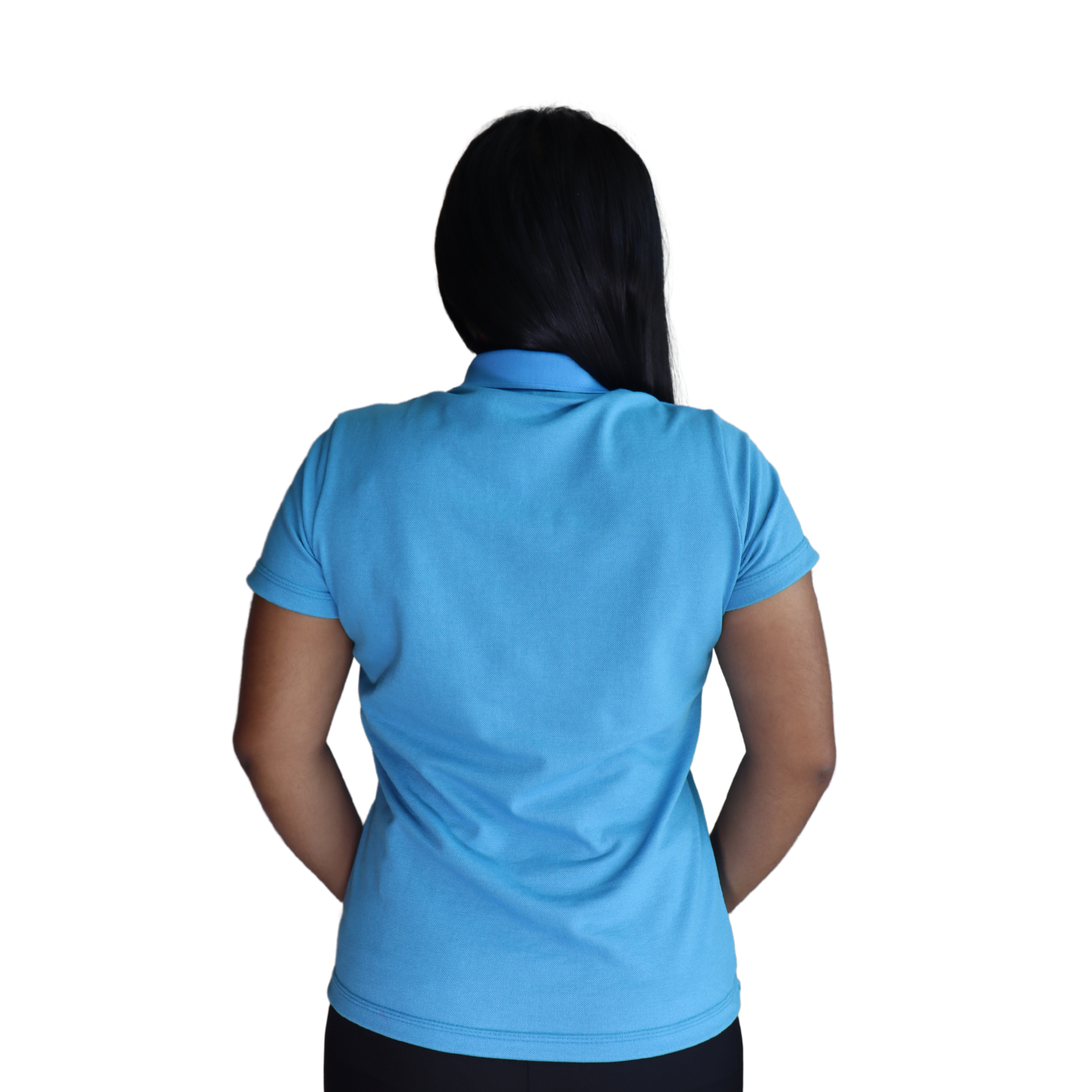 3 Camisa feminina polo gola pronta manga curta piquet pa azul celeste - Imagem 3