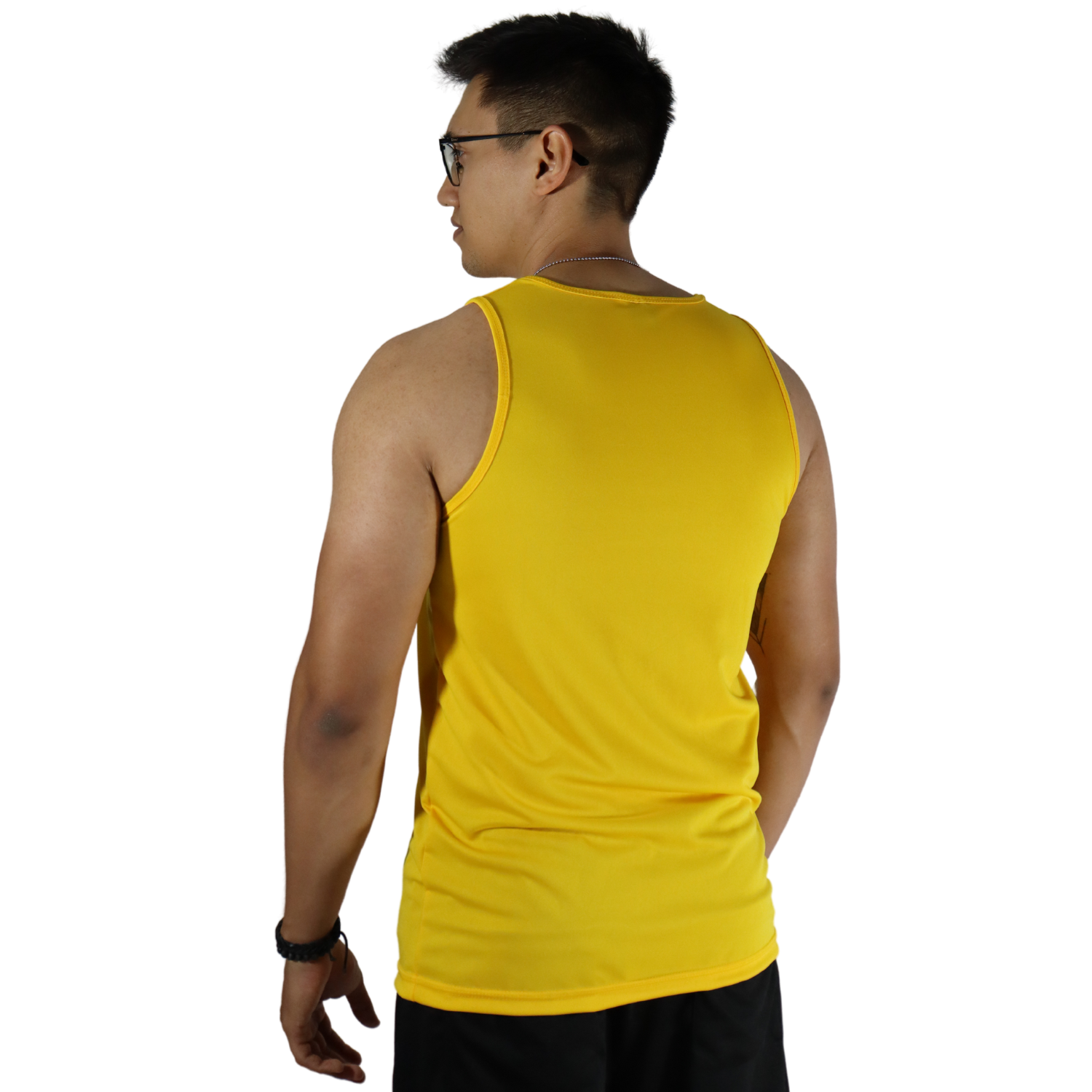 3 Regata masculina tradicional tecido cacharrel amarelo - Imagem 3