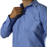 Camisa masculina social slim manga longa tricoline azul celeste - Imagem 4