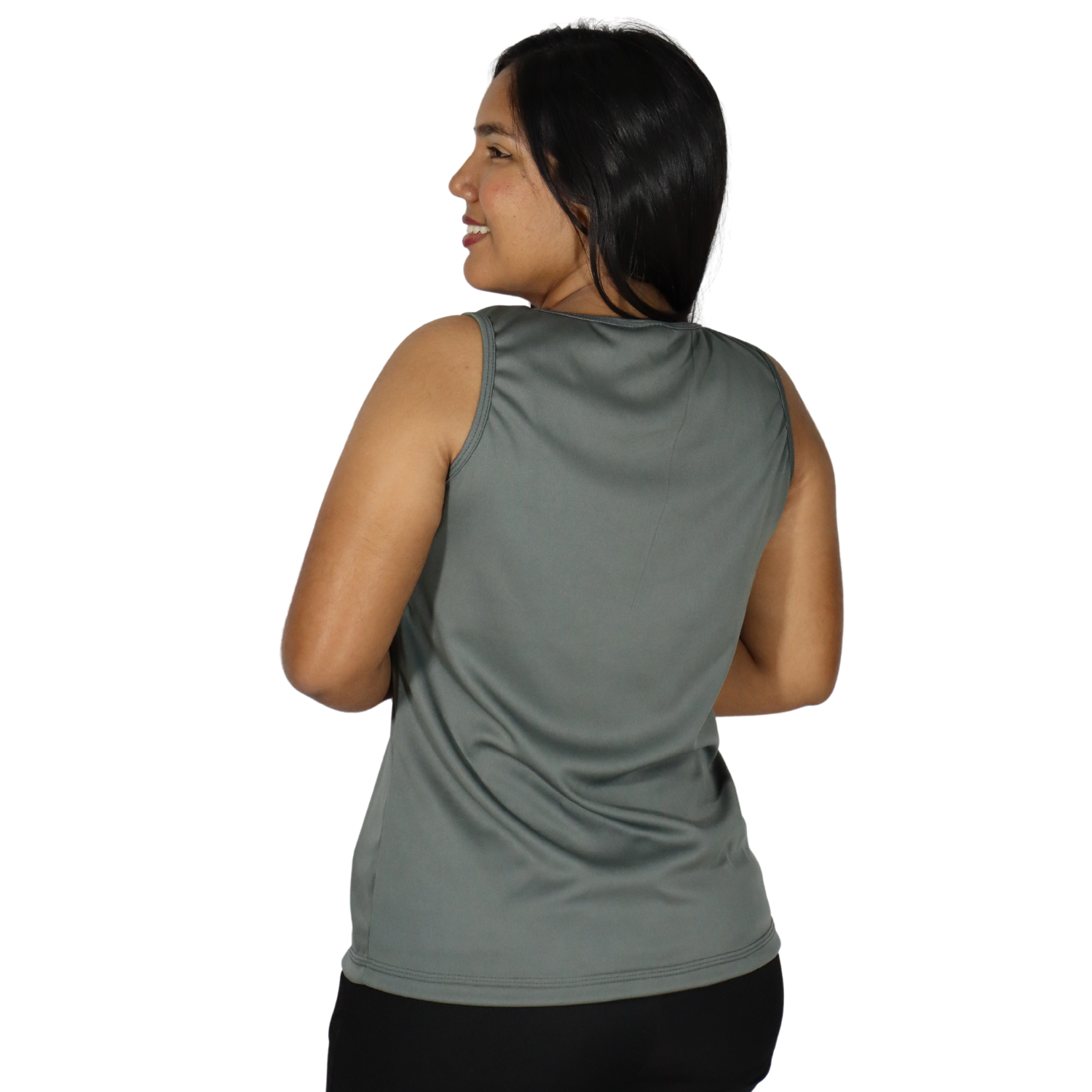 3 Regata feminina tecido cacharrel cinza chumbo - Imagem 3