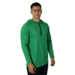 Camiseta masculina com capuz manga longa meia malha pv verde - Imagem 4