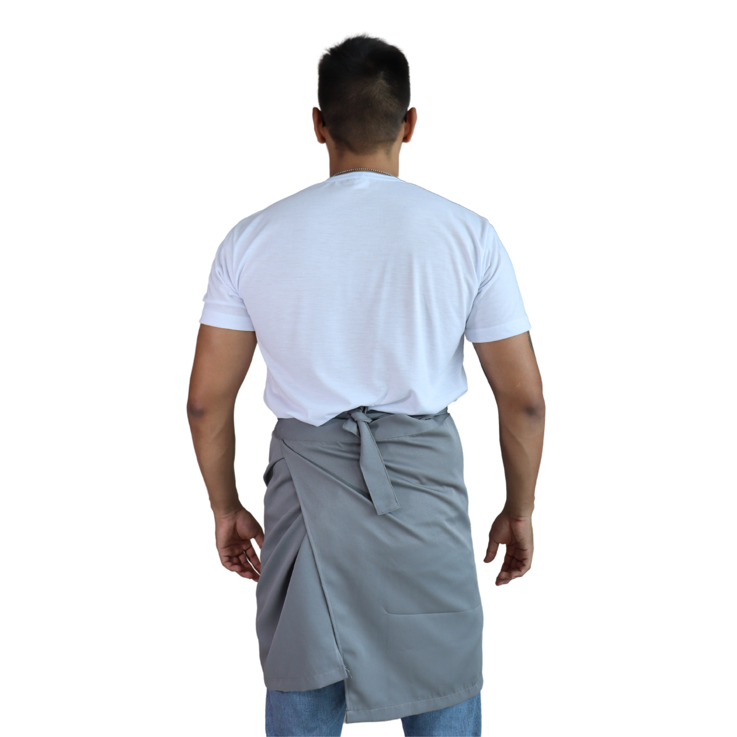 3 Avental masculino com bolso frontal microfibra cinza claro - Imagem 3