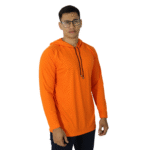 Camiseta masculina com capuz manga longa meia malha pv laranja - Imagem 3