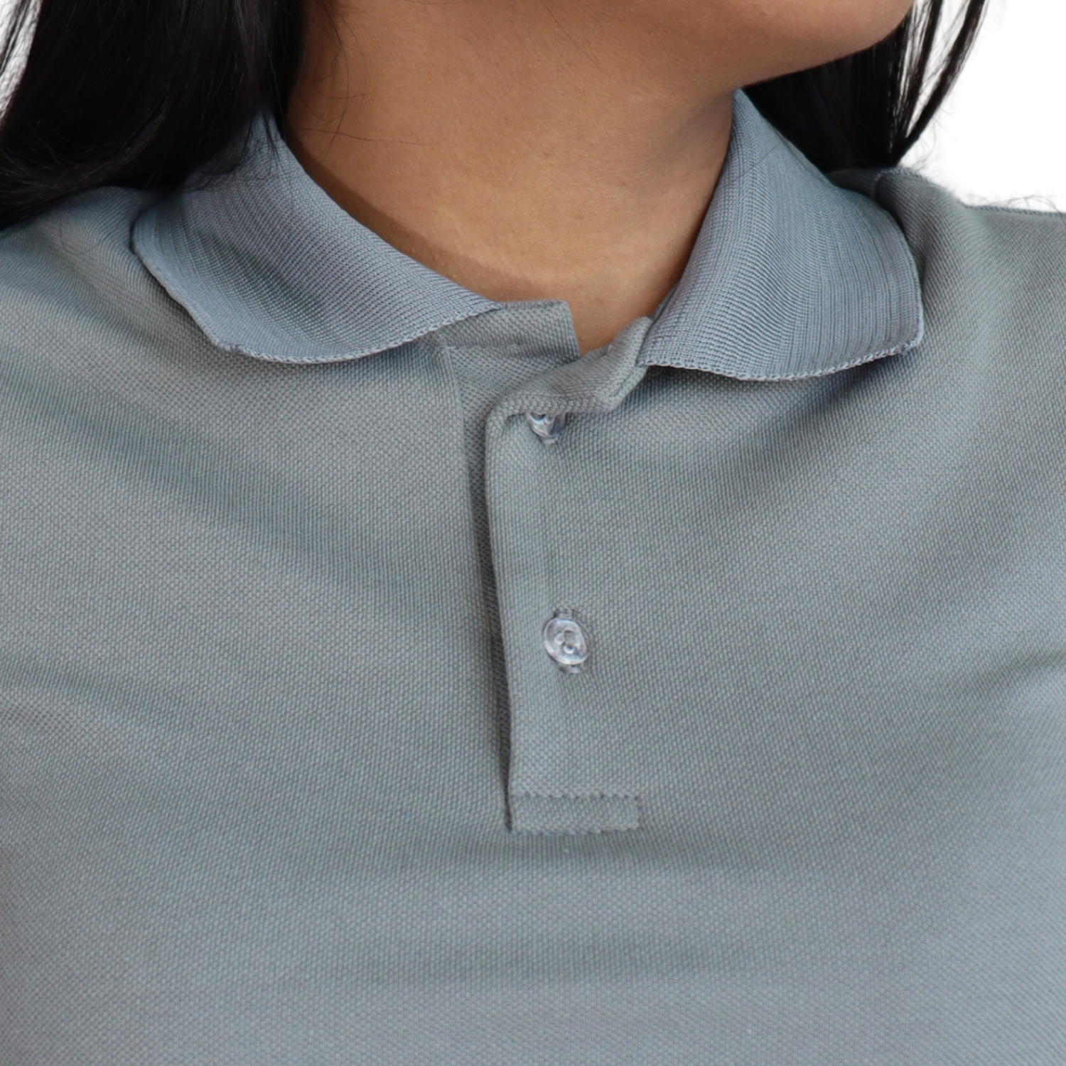 3 Camisa feminina polo gola pronta manga curta piquet pa cinza claro - Imagem 3
