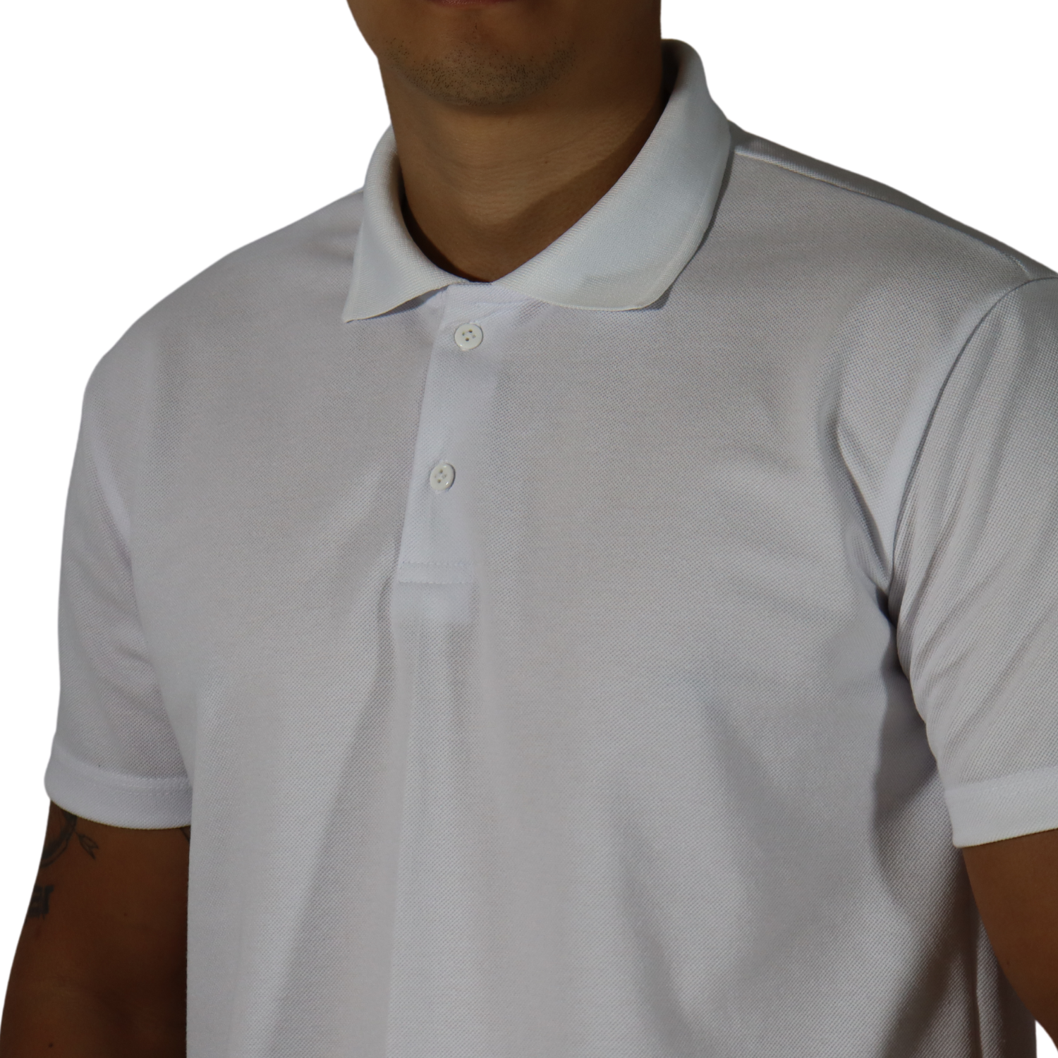 3 Camisa masculina polo manga curta gola pronta piquet pa branco - Imagem 4