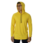 Camiseta masculina com capuz manga longa meia malha pv amarelo - Imagem 2