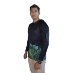 Camiseta masculina com capuz manga longa dryfit preto - Imagem 3