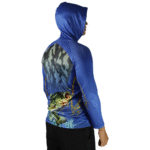 Camiseta masculina com capuz manga longa dryfit peixe azul - Imagem 4