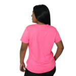 Camiseta feminina t-shirts manga curta meia malha pv rosa neon - Imagem 3