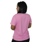 Camiseta feminina t-shirts manga curta meia malha pv rosa chiclete - Imagem 3