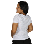 Camiseta feminina t-shirts manga curta malha poliéster branco - Imagem 3