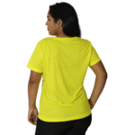 Camiseta feminina t-shirts manga curta meia malha pv amarelo - Imagem 2