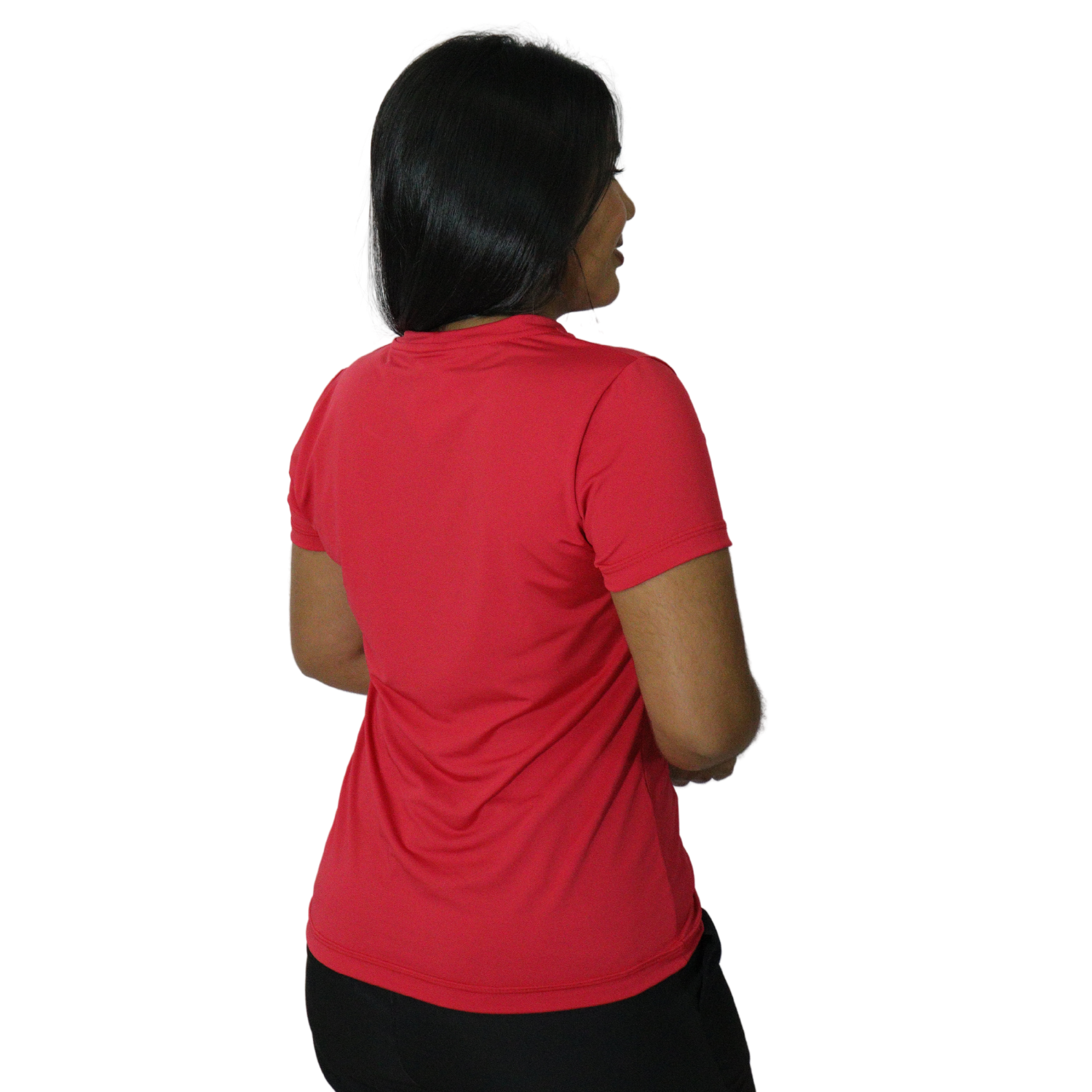 3 Camiseta feminina fit manga curta gola mesmo tecido dry plus vermelho - Imagem 3