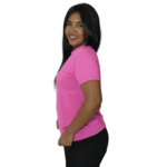Camiseta feminina fit manga curta gola mesmo tecido dry plus rosa - Imagem 2