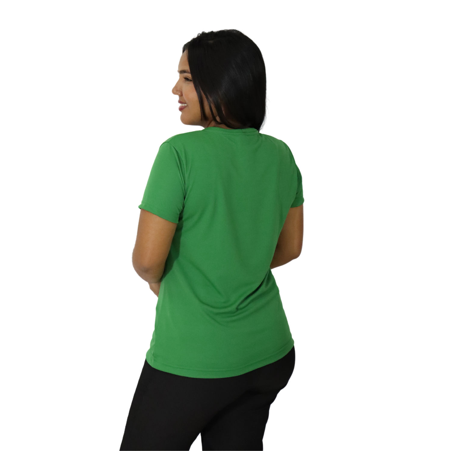 3 Camiseta feminina fit manga curta gola mesmo tecido cacharrel verde bandeira - Imagem 3