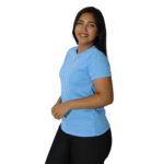 Camiseta feminina fit manga curta gola mesmo tecido cacharrel azul celeste - Imagem 3