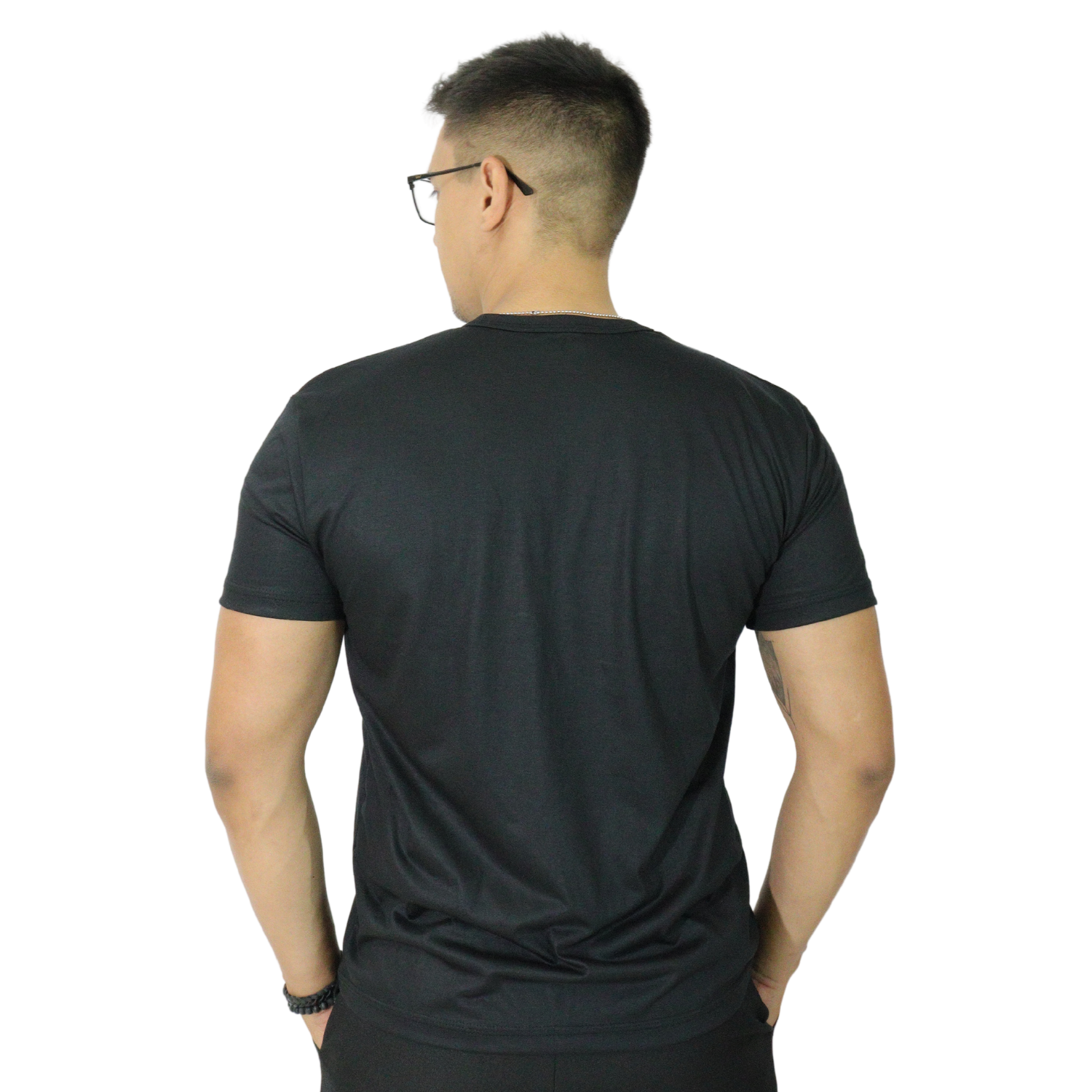 3 Camiseta masculina gola redonda malha pv preto - Imagem 3