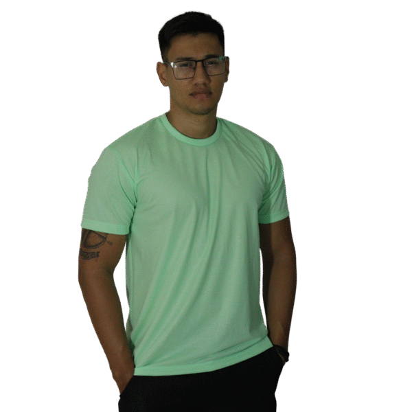 Camiseta masculina gola redonda malha pv verde bebê