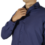 Camisa masculina social manga longa tricoline azul marinho - Imagem 4