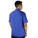 Camisa masculina social clássica manga curta sem bolso oxfordine azul royal - Imagem 3