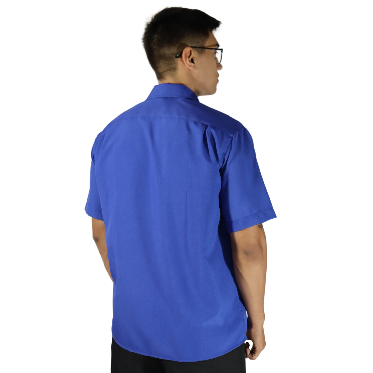 3 Camisa masculina social clássica manga curta sem bolso oxfordine azul royal - Imagem 3