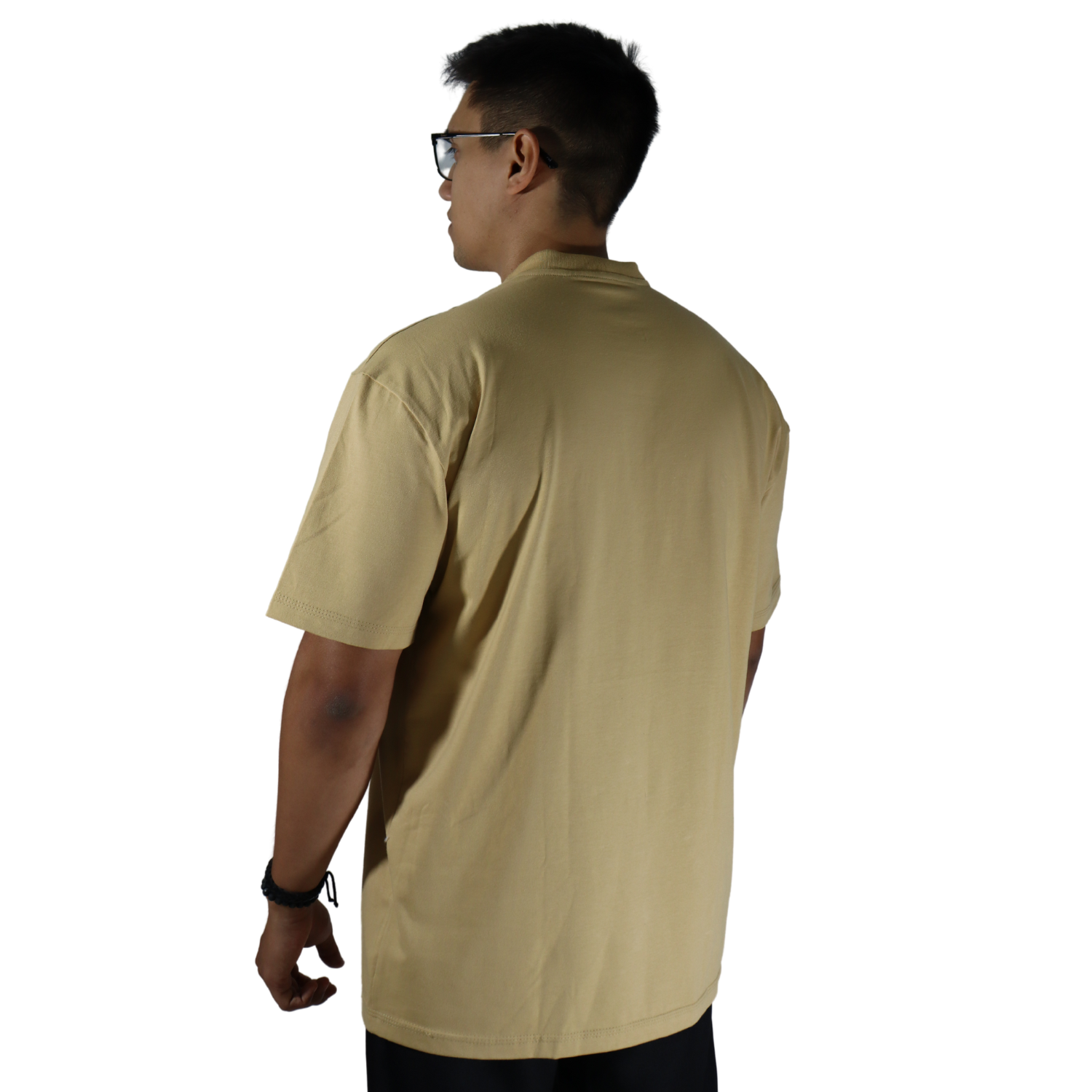 3 Camiseta oversized gola alta meia algodão menegotti bege - Imagem 3