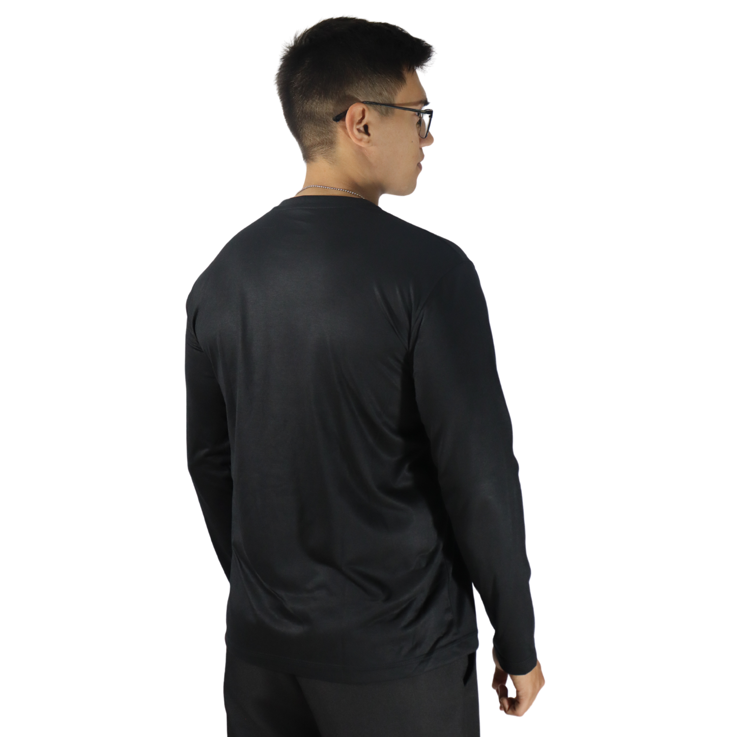 3 Camiseta tradicional masculina manga longa malha pv preto - Imagem 3