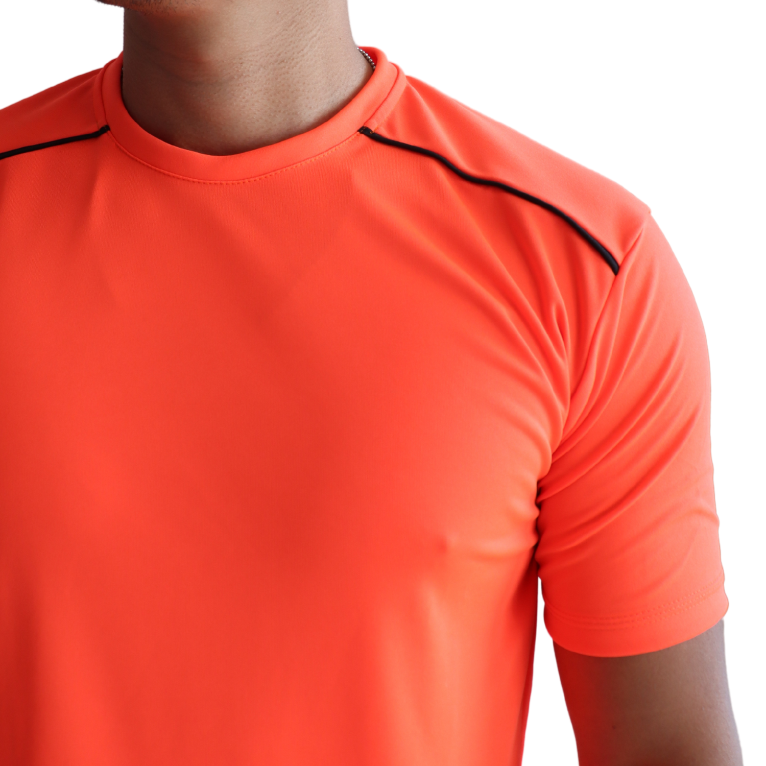 3 Camiseta masculina recorte com vivo manga curta cacharrel laranja - Imagem 3