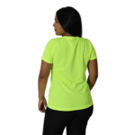 Camiseta feminina fit manga curta gola mesmo tecido cacharrel amarelo fluor - Imagem 3