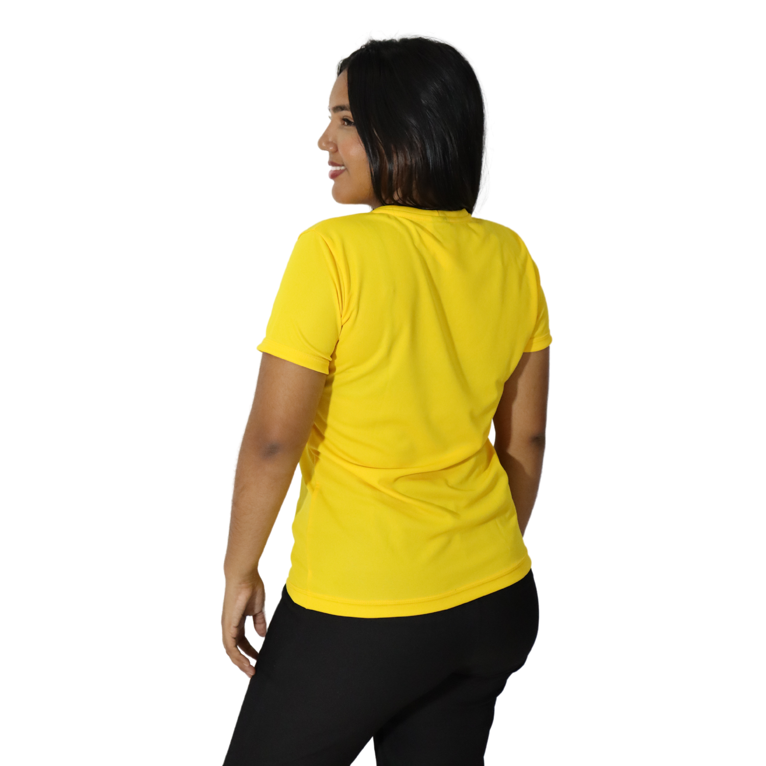 3 Camiseta feminina fit manga curta gola mesmo tecido cacharrel amarelo - Imagem 3