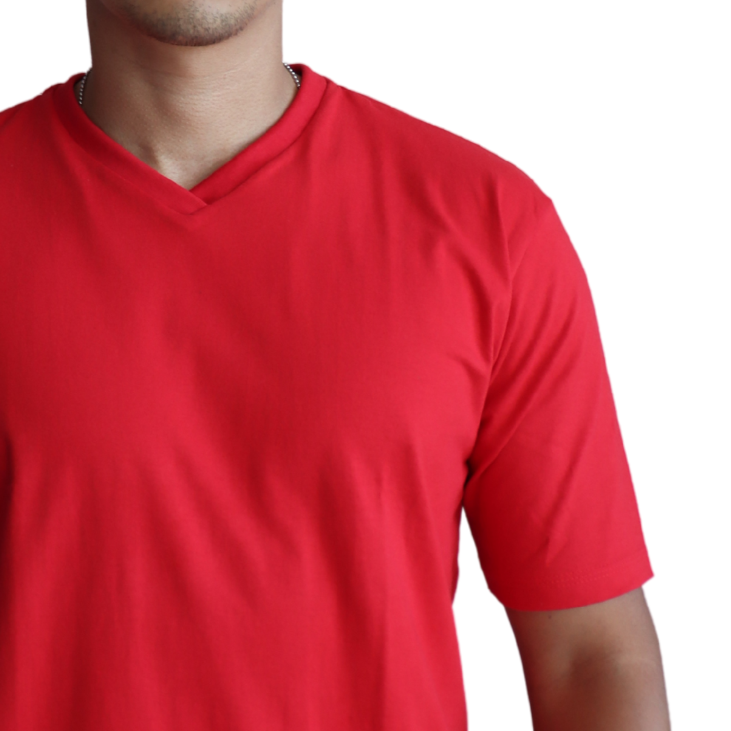 3 Camiseta masculina manga curta decote v algodão fio 30 vermelho - Imagem 3