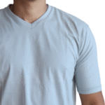 Camiseta masculina manga curta decote v algodão fio 30 cinza claro - Imagem 3