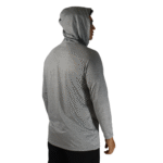 Camiseta masculina com capuz manga longa meia malha pv cinza mescla claro - Imagem 4