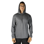 Camiseta masculina com capuz manga longa meia malha pv cinza mescla escuro - Imagem 3