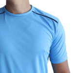 Camiseta masculina recorte com vivo manga curta cacharrel azul celeste - Imagem 3