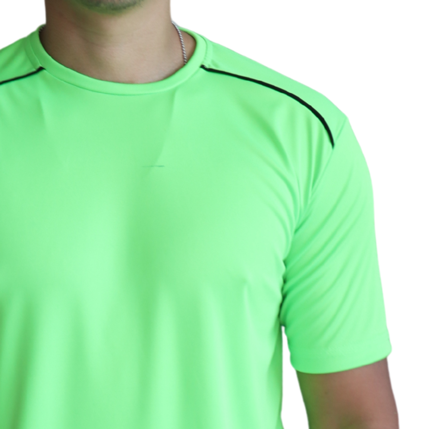 3 Camiseta masculina recorte com vivo manga curta aerodry verde limão - Imagem 3