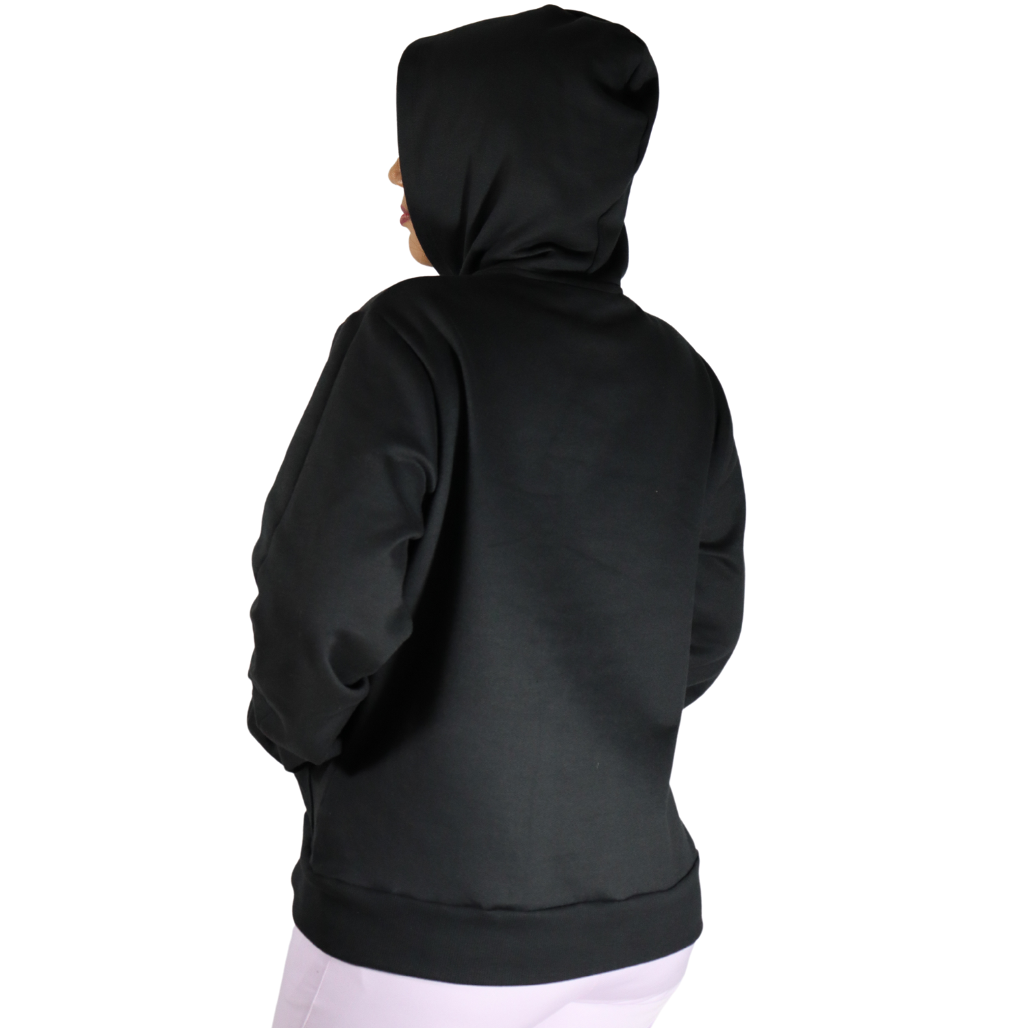 3 Agasalho feminino com capuz bolso canguru moletom preto - Imagem 3