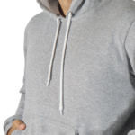 Agasalho masculino com capuz bolso canguru moletom cinza mescla claro - Imagem 3