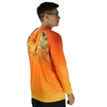 Camiseta masculina com capuz manga longa dryfit laranja - Imagem 3