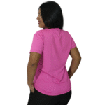 Camiseta feminina fit manga curta gola mesmo tecido dry plus rosa - Imagem 3