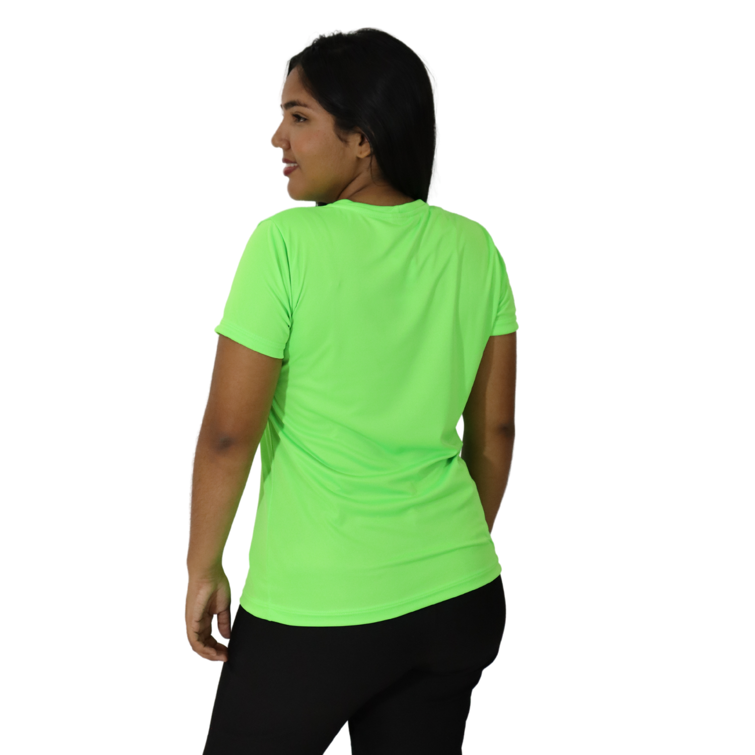 4 Camiseta feminina fit manga curta gola mesmo tecido cacharrel verde limão - Imagem 4