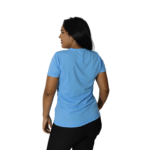 Camiseta feminina fit manga curta gola mesmo tecido cacharrel azul celeste - Imagem 4